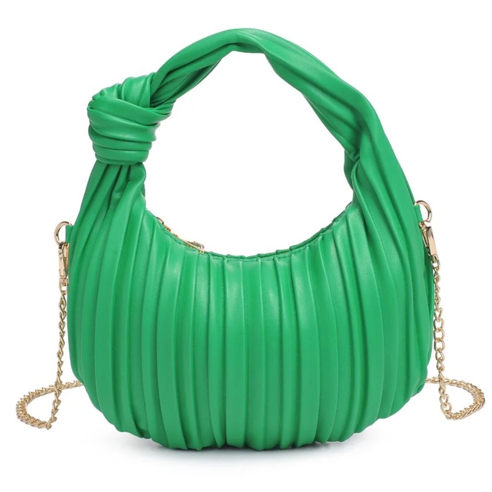 NWOT URBAN EXPRESSIONS SOFT VEGAN CLUTCH SHOULDER BAG w GOLD CHAIN STRAP green